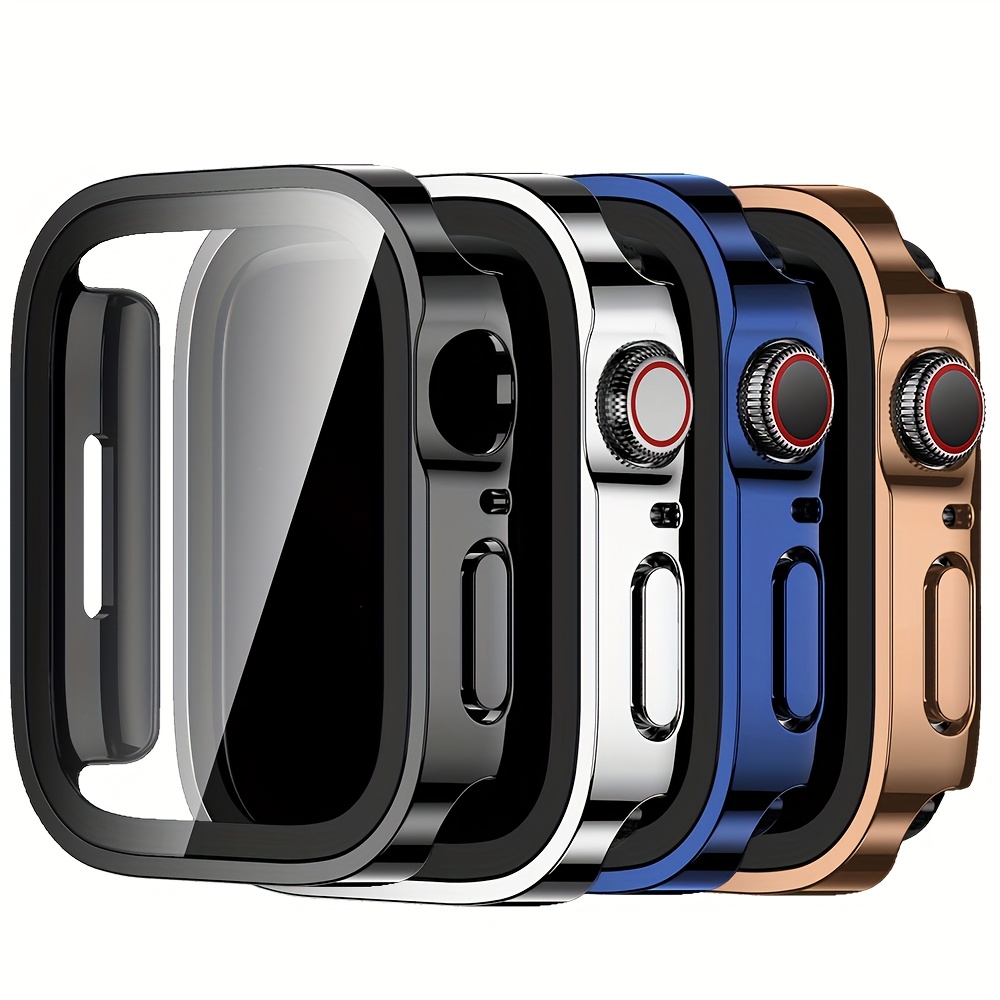 set of 4 premium electroplated design electroplated pc protective case for   watch built in tempered glass screen stylish design suitable for 40mm 41mm 42mm 44mm 45mm 46mm 49mm a great gift option Product details 9