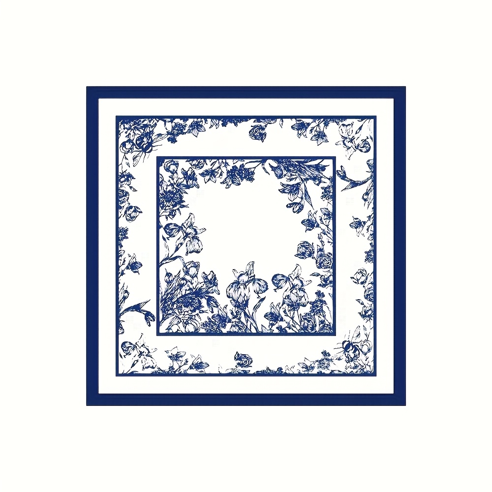 Floral Sketch Square Scarf, Lightweight and Breathable