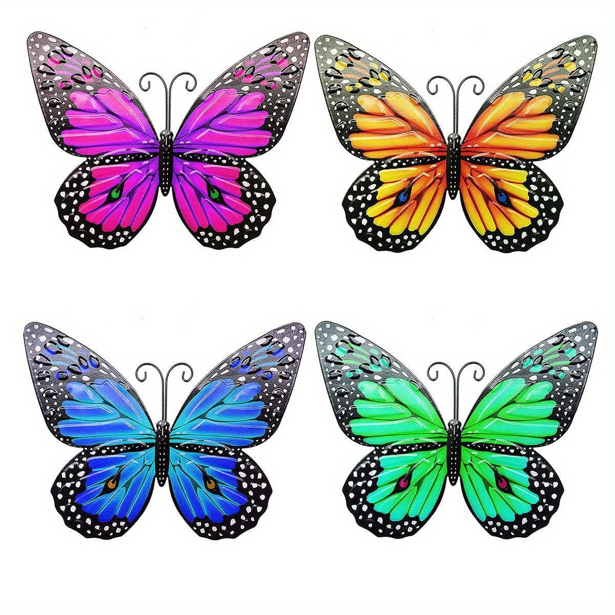 

4 Pack Metal Butterfly Wall Art Decor, Outdoor Fence Decor Metal Wall Hanging For Home Garden Yard Patio Backyard (4pc Metal Butterfly)