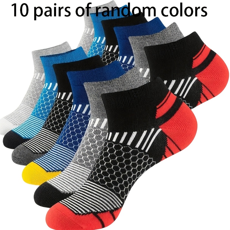 E-shop 10 Paar Herren Sportsocken, Low-Cut Atmungsaktive Sommer Sport Freizeit Socken, Schweißabsorbierendes Unisex Design, Zufällige Farben