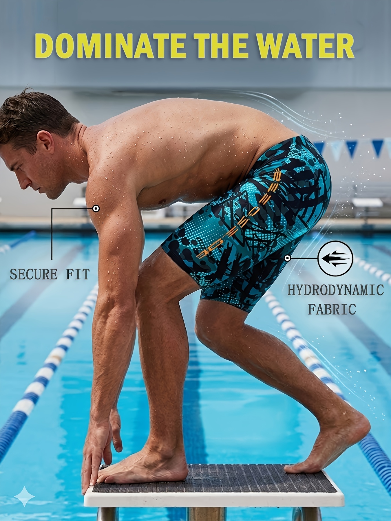 Men's Compression Swim Shorts Quick Dry Stretch Athletic Swim Trunks