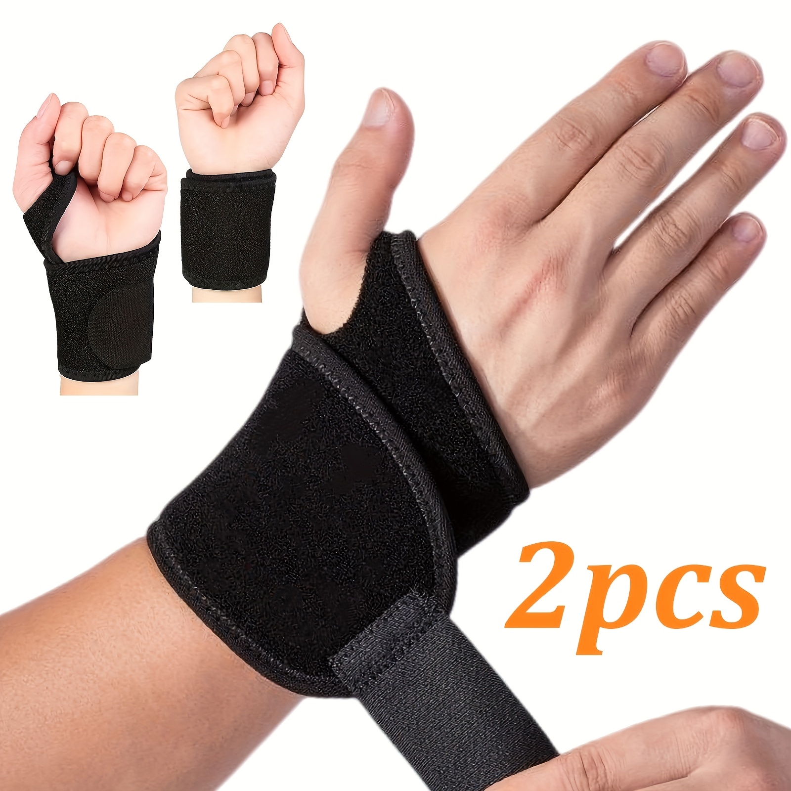 Image of 2 Adjustable Left Or Wrist Supports, Comfortable Exercise Wrist Compression Strap For Work, Fitness, Weight Lifting, Wrist Splint Support For Women And Men
