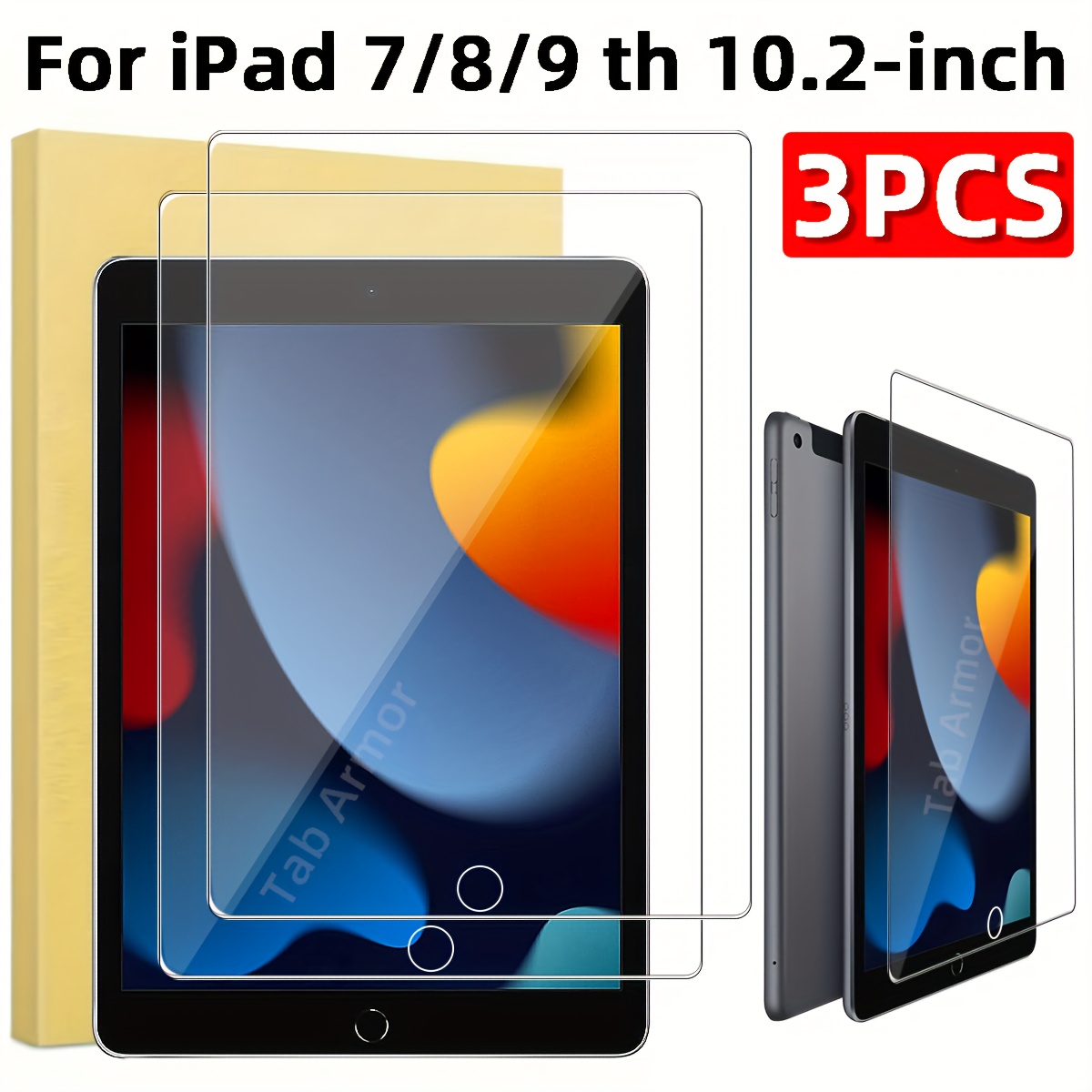 E-shop 3er-Pack Ultra HD Gehärtetes Glas Display-Schutzfolie für iPad 7/8/,2 Zoll (2021/2020/2019 Modelle) - Kratzfest, Fingerabdruckresistent, Hohe
