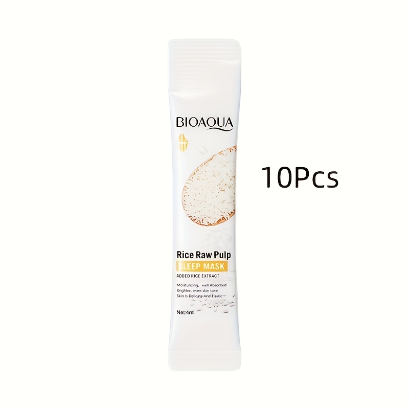 10 bucăți Mască de Somn din Pulpa Nefermentată de Orez - Hidratantă și Nutritivă peste Noapte pentru Față, Potrivită pentru Toate Tipurile, Ambalaj de Călătorie
