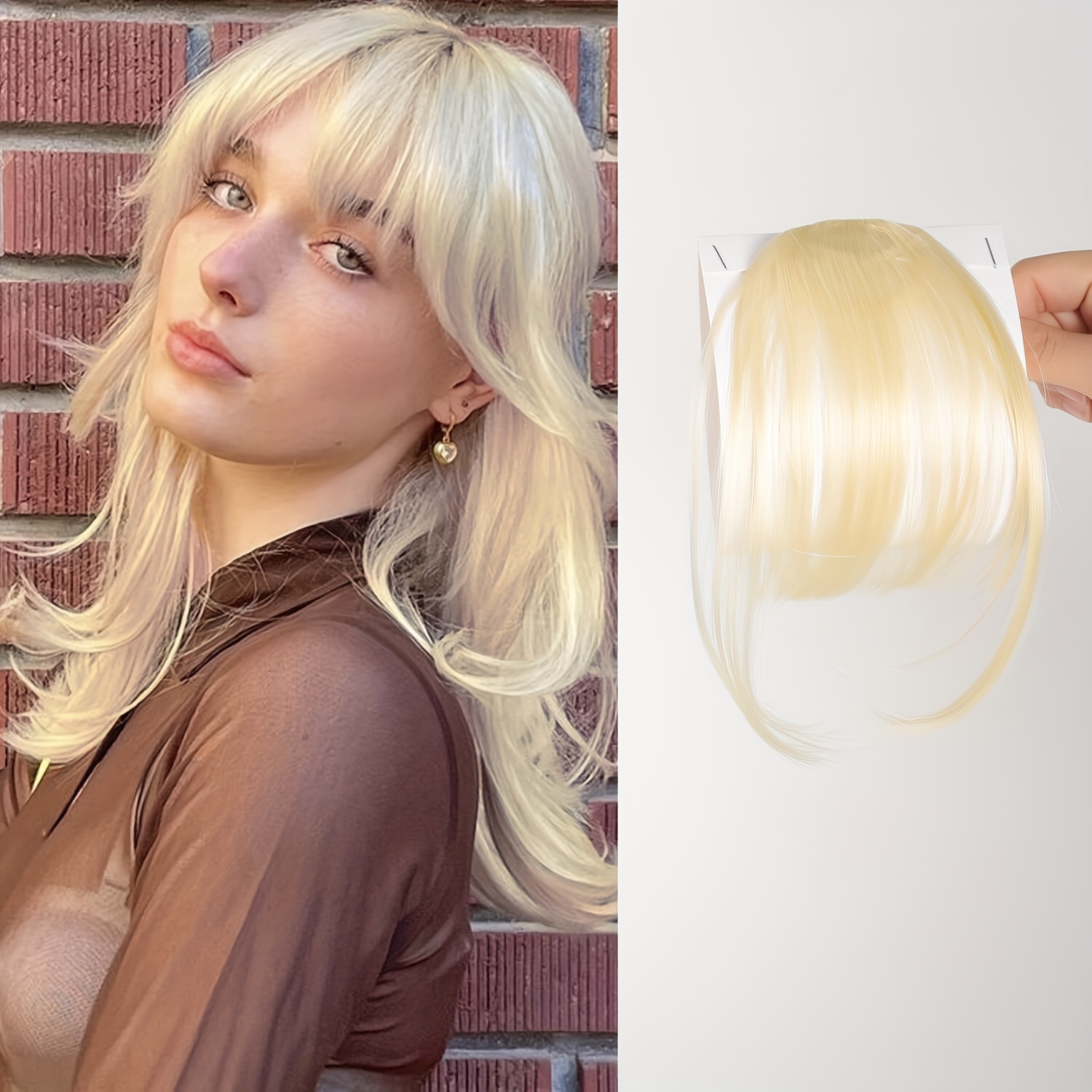 womens straight synthetic clip in hair bangs extension natural looking air fringe hairpiece invisible clip hair   7 5g basics style details 0
