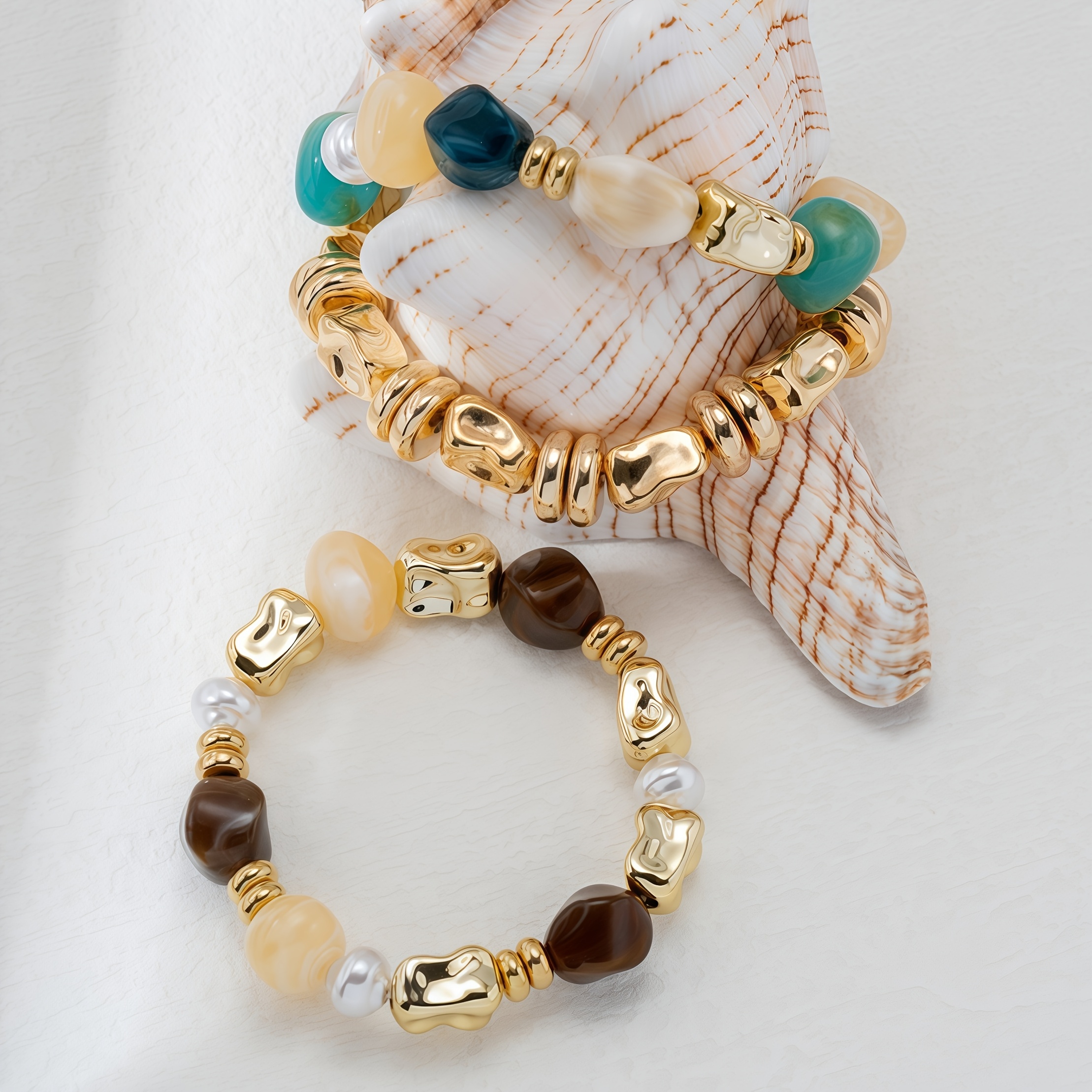 3pc Daily Versatile Beaded Elastic Bracelet Set