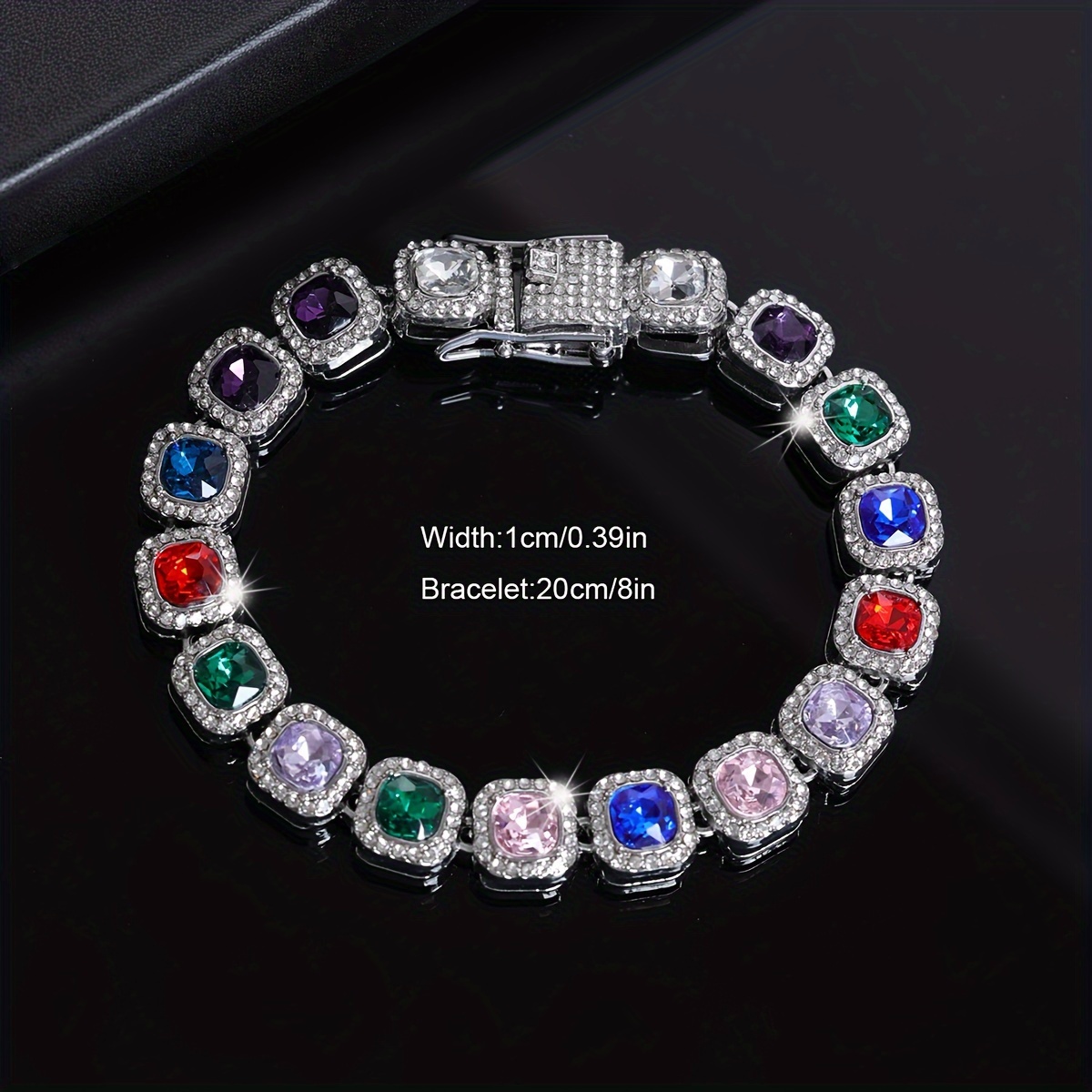 E-shop 1 Stück Atemberaubende Zufällige Farbe Cuban Link Kette 10mm Statement Halskette, Unisex Hip Hop Bunte Strass Schmuckstücke, Perfektes Geschenk