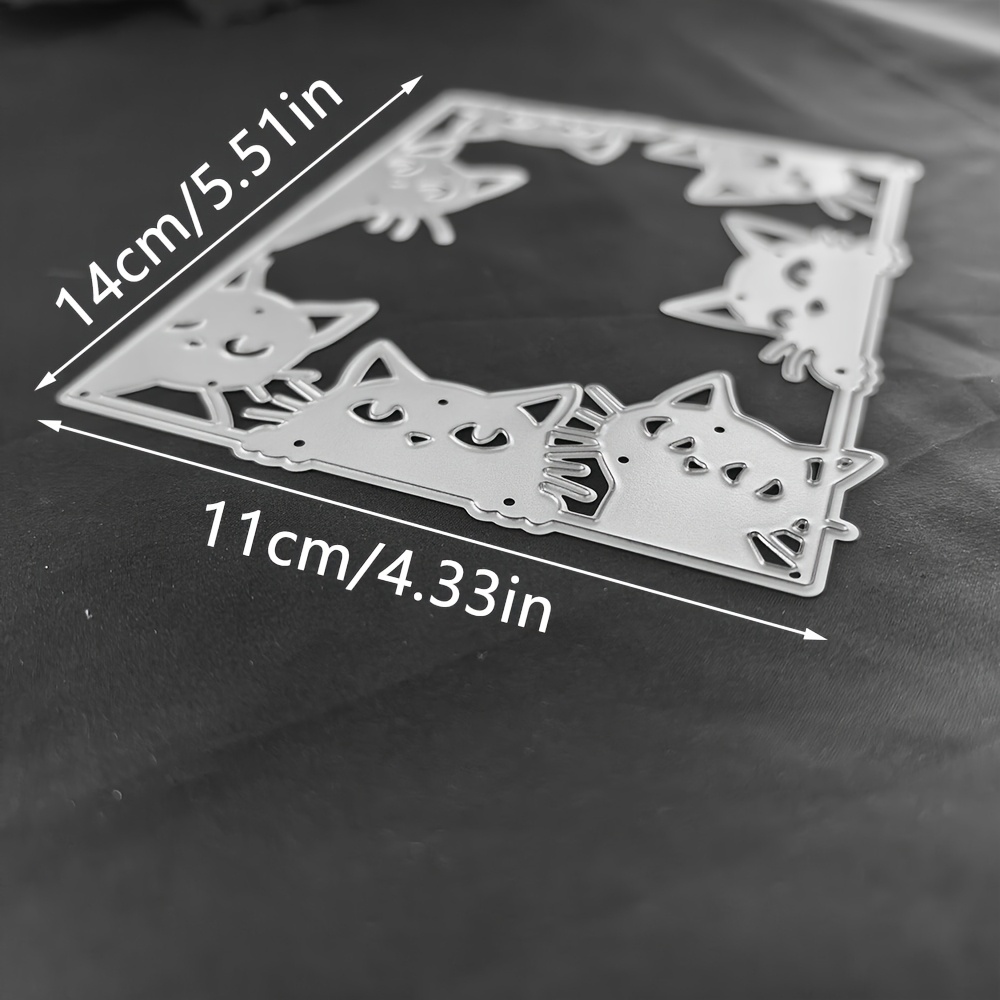 TEMU Matrices de découpe en métal pour scrapbooking à faire soi-même, motif de cadre photo sur le thème du chat pour cartes de vœux, décoration