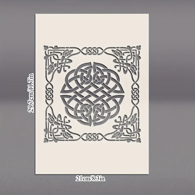 Image of Celtic Tile Stencil, Suitable For Canvas, Paper, Fabric, Floors, And Wall Decor - Furniture And Artistic Stencil, Art Craft Template For Painting On Walls, Textiles, Rocks, Art Projects