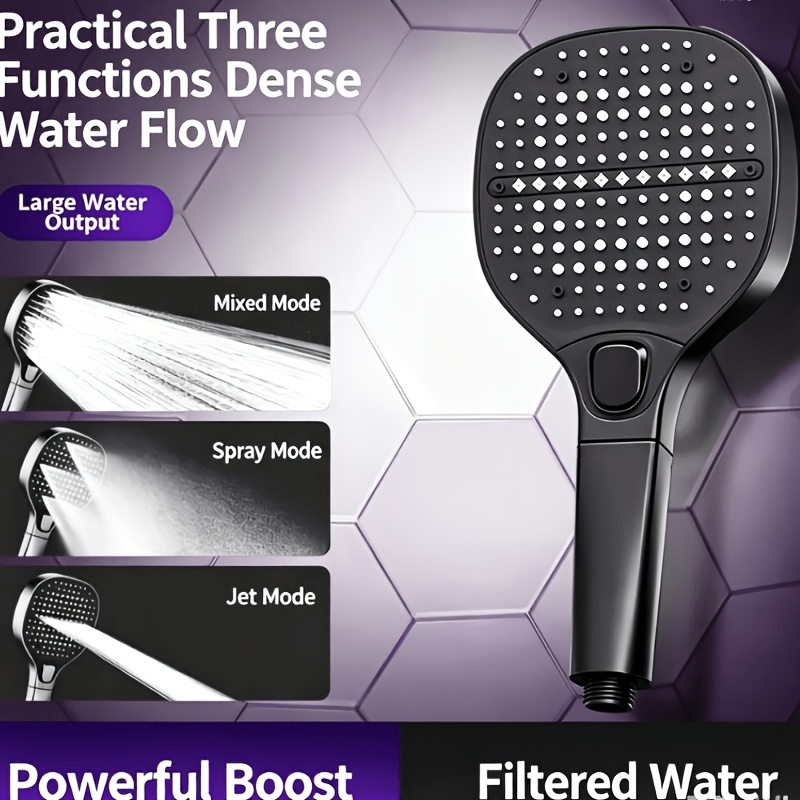 Image of Lis' Ranges: Pressurized Shower Head Filter Household Bathroom Shower Faucet Pressurized Large Water Output Rain Shower Head For Shower/ For Bathtub