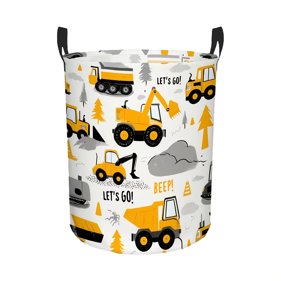 TEMU 1pc Construction Vehicle Themed Dirty Clothes Basket, Equipped With A Handle. Foldable, Durable, Easy To Clean, Suitable For Use In Bedrooms,