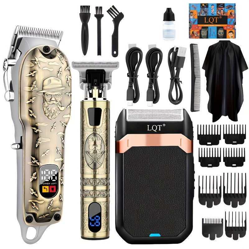 TEMU Lqt 2pcs/3pcs/4pcs Men's Electric Hair Clippers, Hair Clipper Set, Usb Charging, Electric Engraving Scissors, Suitable For Barber Shops And