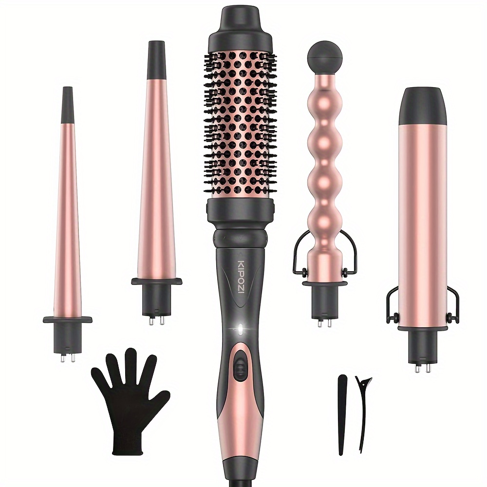 

Kipozi Curling Wand Set, 30s Instant Heat, Line, Dual Voltage, With 4 Ceramic Barrels Curling Wand Brush, For Soft, Fine, And