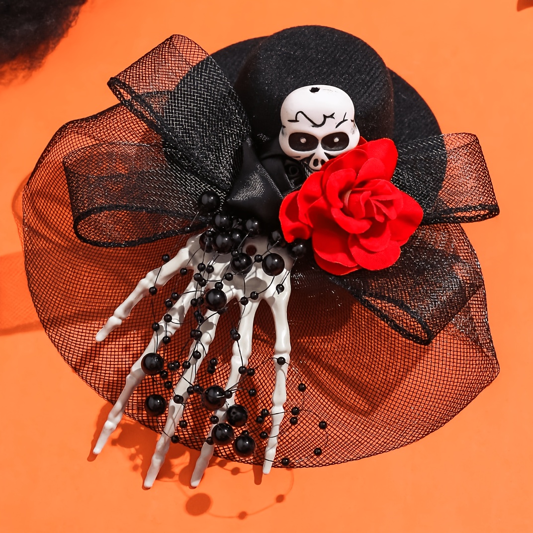 TEMU 1pc Palm Head Small Top Hat Hair Clip For Halloween Costume, For Left Or Right Palm