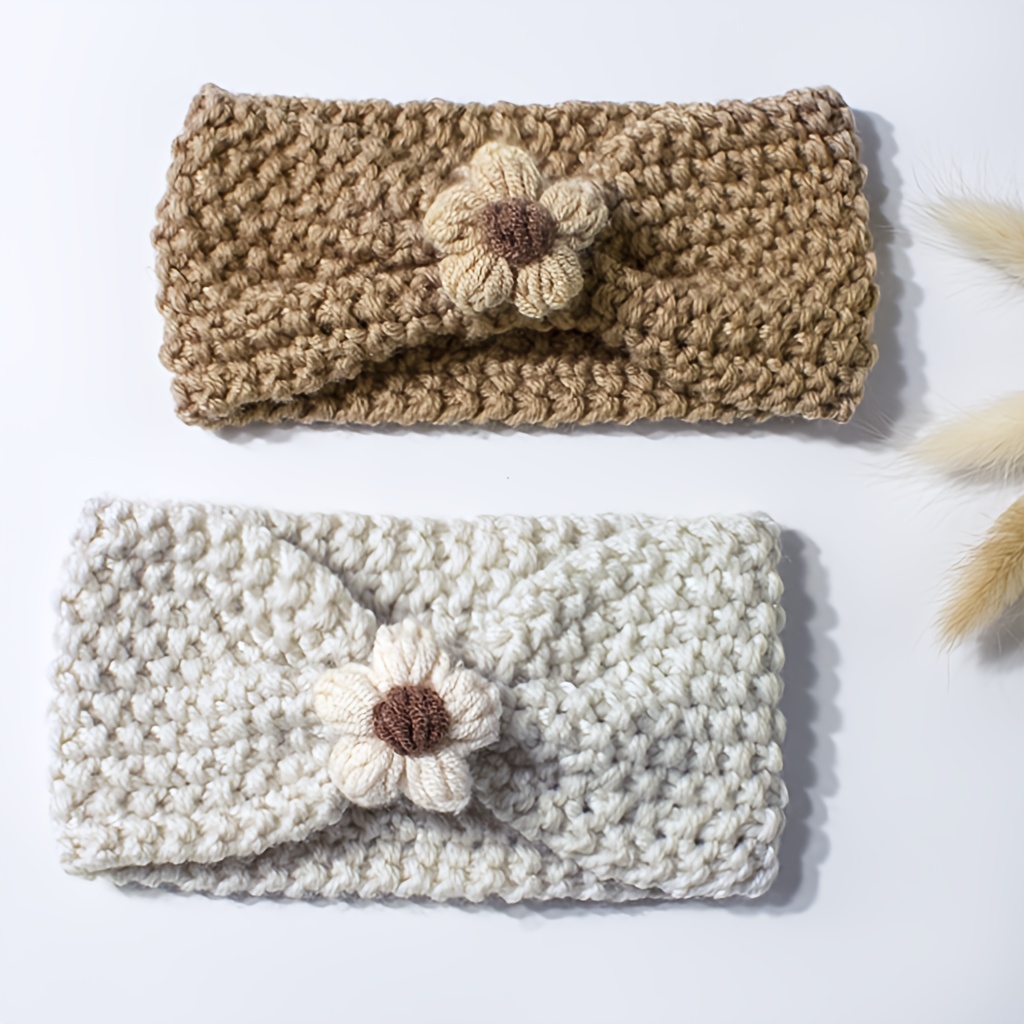 TEMU 2pcs Of European And American Autumn And Winter Knitted Dog Hair Accessories Knitted Petal Accessories Pet Headwear Elastic Suitable For Dog