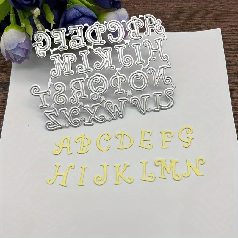 

Alphabet Metal Cutting Dies For Diy Scrapbooking, Card Making & Photo Album Crafts - Silvery Embossing Tool 9.5x6.6cm