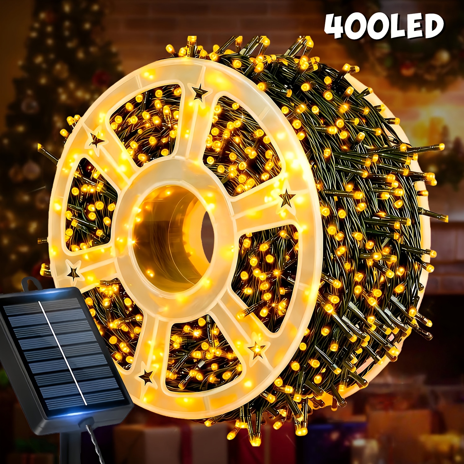 TEMU Solar Outdoor Led Strip Lights, 400/240/120 Led Garden Fairy Lights With Reel For , 12 Lighting , Perfect For Gardens, , Parties, Christmas