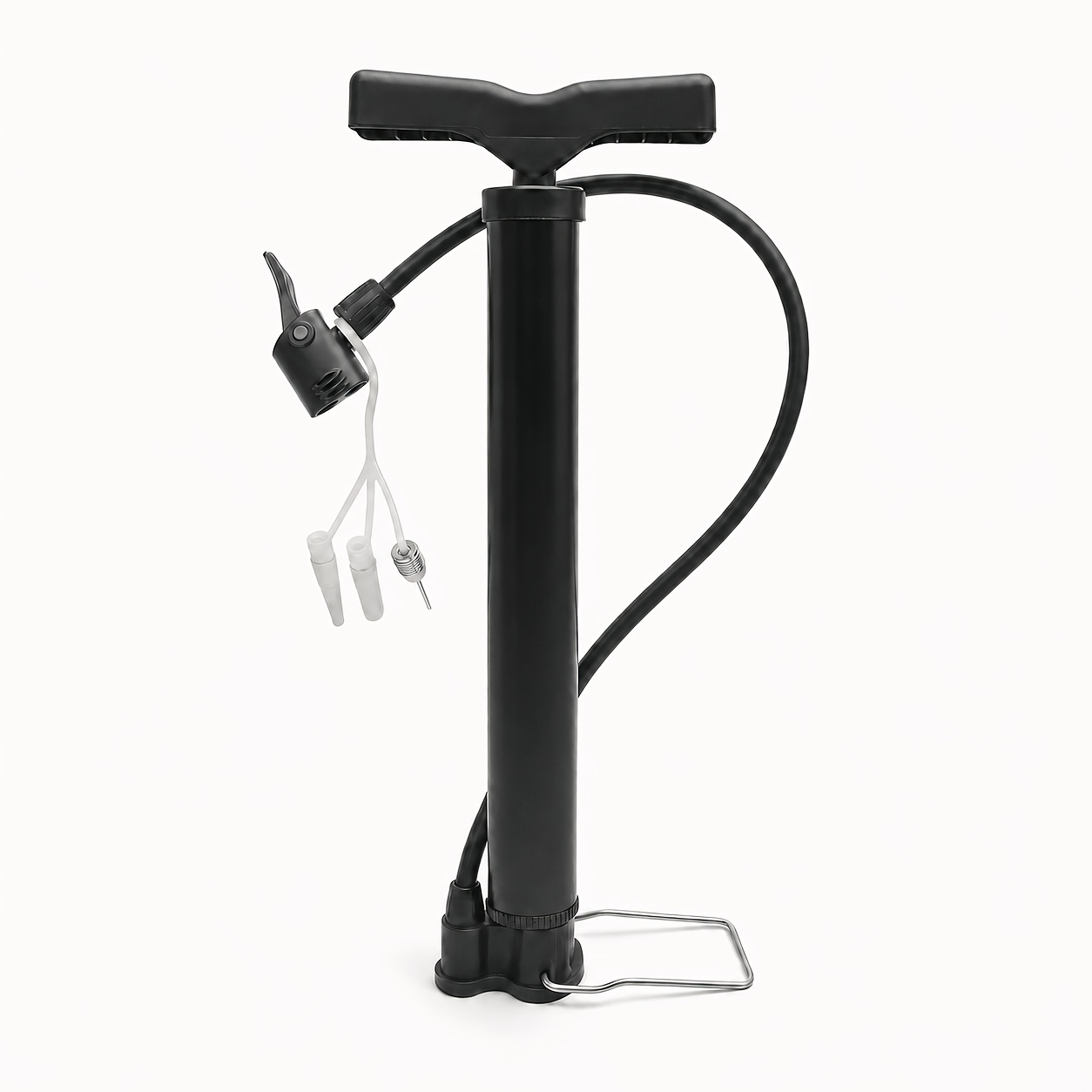 1pc Portable Bike Pump With Dual Nozzle, Versatile Manual Air Inflator For Bicycles, Motorcycles, And Balloons, Schrader And Valve Compatible, Lightweight And Durable