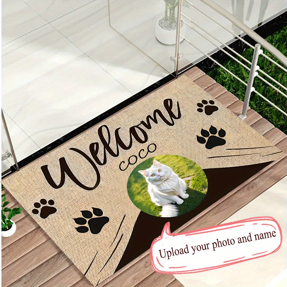 TEMU 1 Personalized Doormat Featuring To You At Home. You Can With Your Own Photo And Name, Making It A Unique Addition. Reusable, Machine Washable,