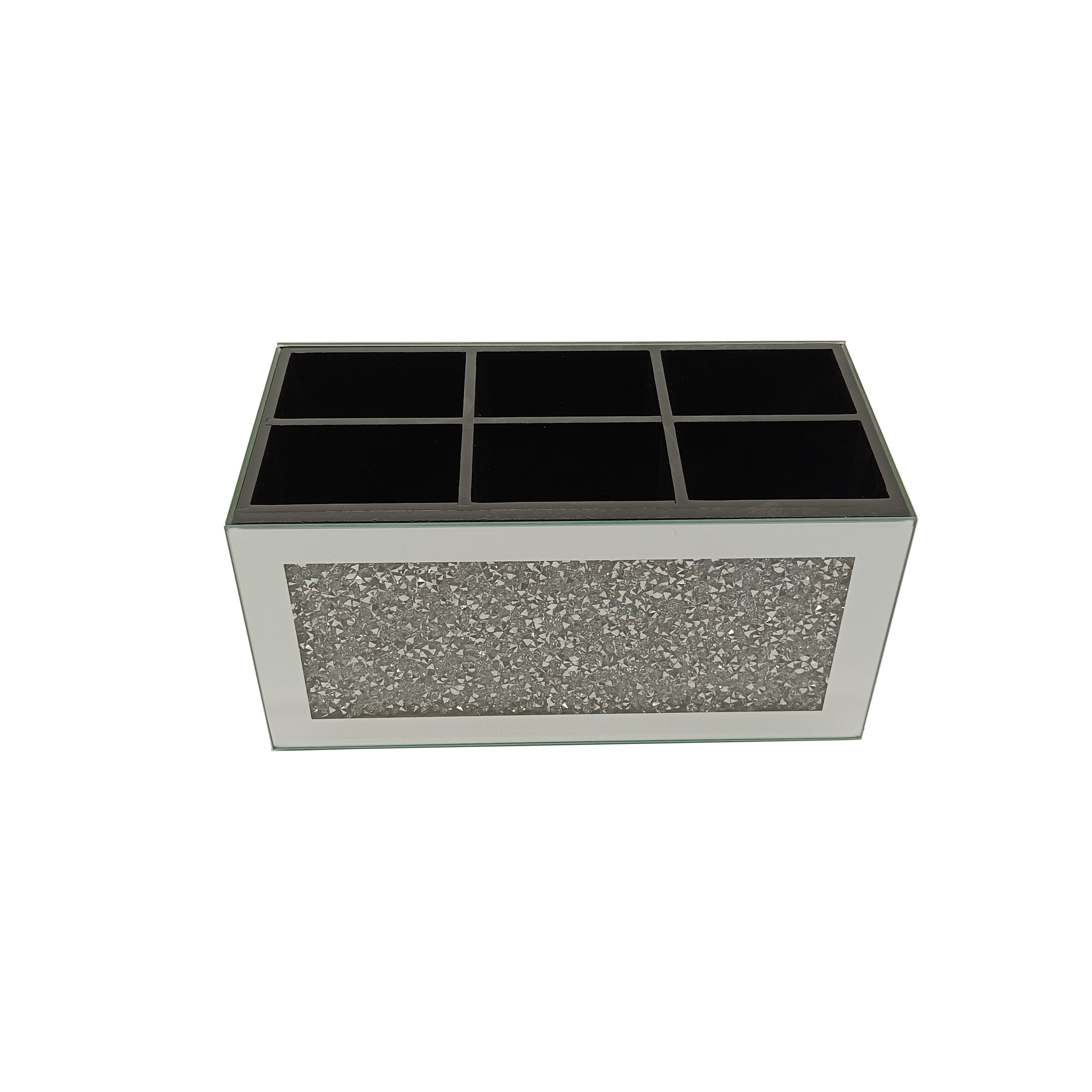 Chic Glass Mirror Makeup Organizer With 6 Compartments - Rust-proof Cosmetic Storage Box For Bathroom