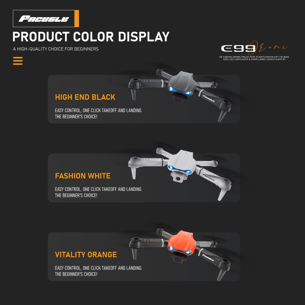FACEGLE E99 Lekki Dron z Inteligentnym Hoverem, Zdalnie Sterowany, Podwójna Kamera, Quadcopter, Obsługa Wi-Fi, Bateria Litowa 500mAh, Niedrogi, dla Początkujących, Prezent na Boże Narodzenie, Halloween, Dron Dji, Dron z em do Ładowania, Mini Dron