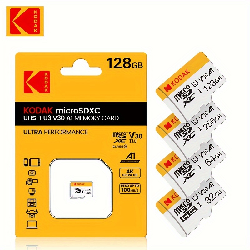 

Kodak High-speed Uhs-i U3 V30 A1 Memory Card - Class 10, 4k Ultra Hd, 100mb/s - 32gb, 64gb, 128gb, 256gb Multi-pack Options