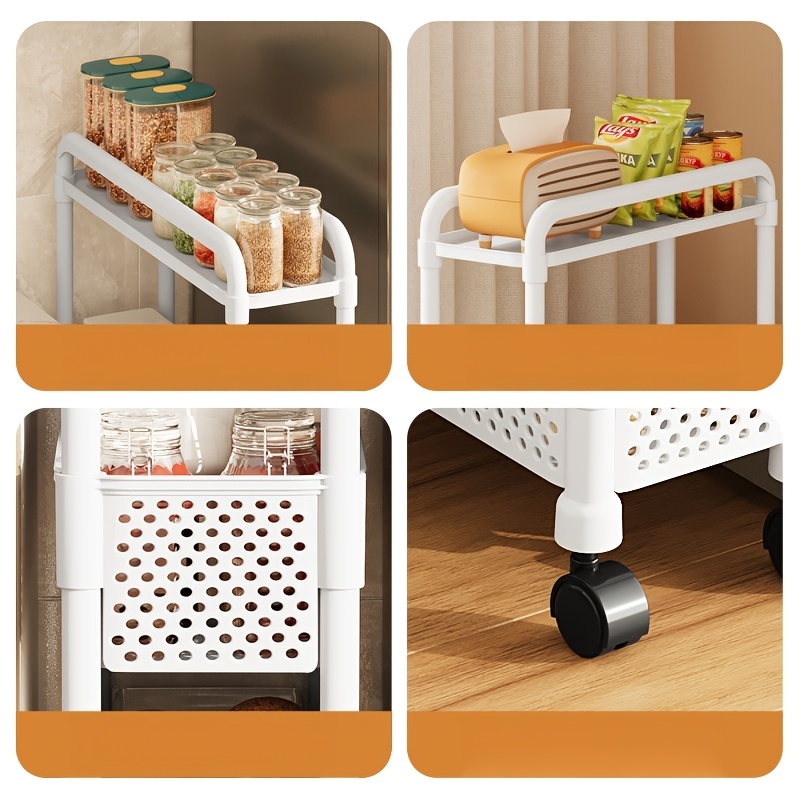 4-Layer Stackable Gap Storage Rack, Mobile Multi-Functional Cart