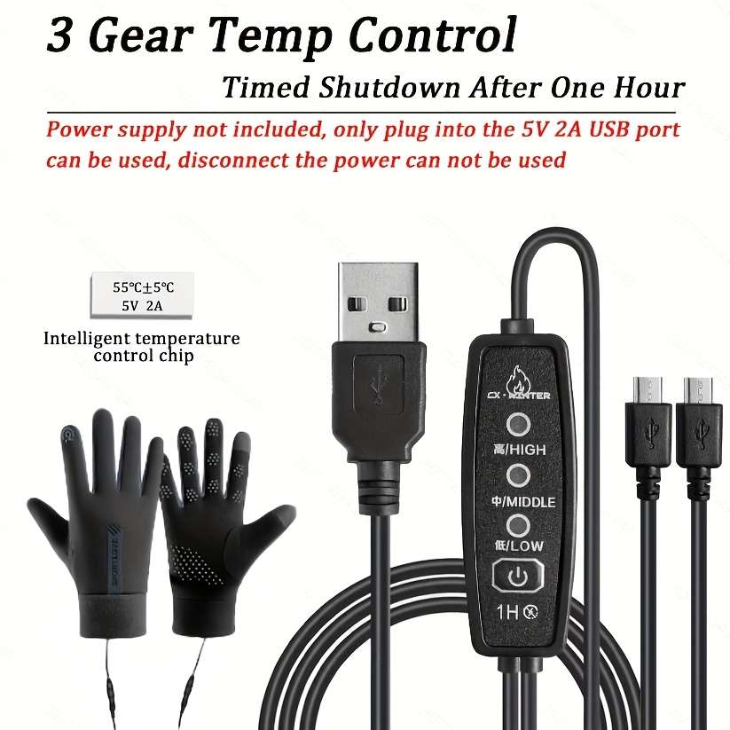 Smart Electric Gloves - Usb Plug-in Use, Ergonomic, Made Of Stretch Fabric, , Great For Warming Hands Outdoors (no Mobile Power Supply Provided)