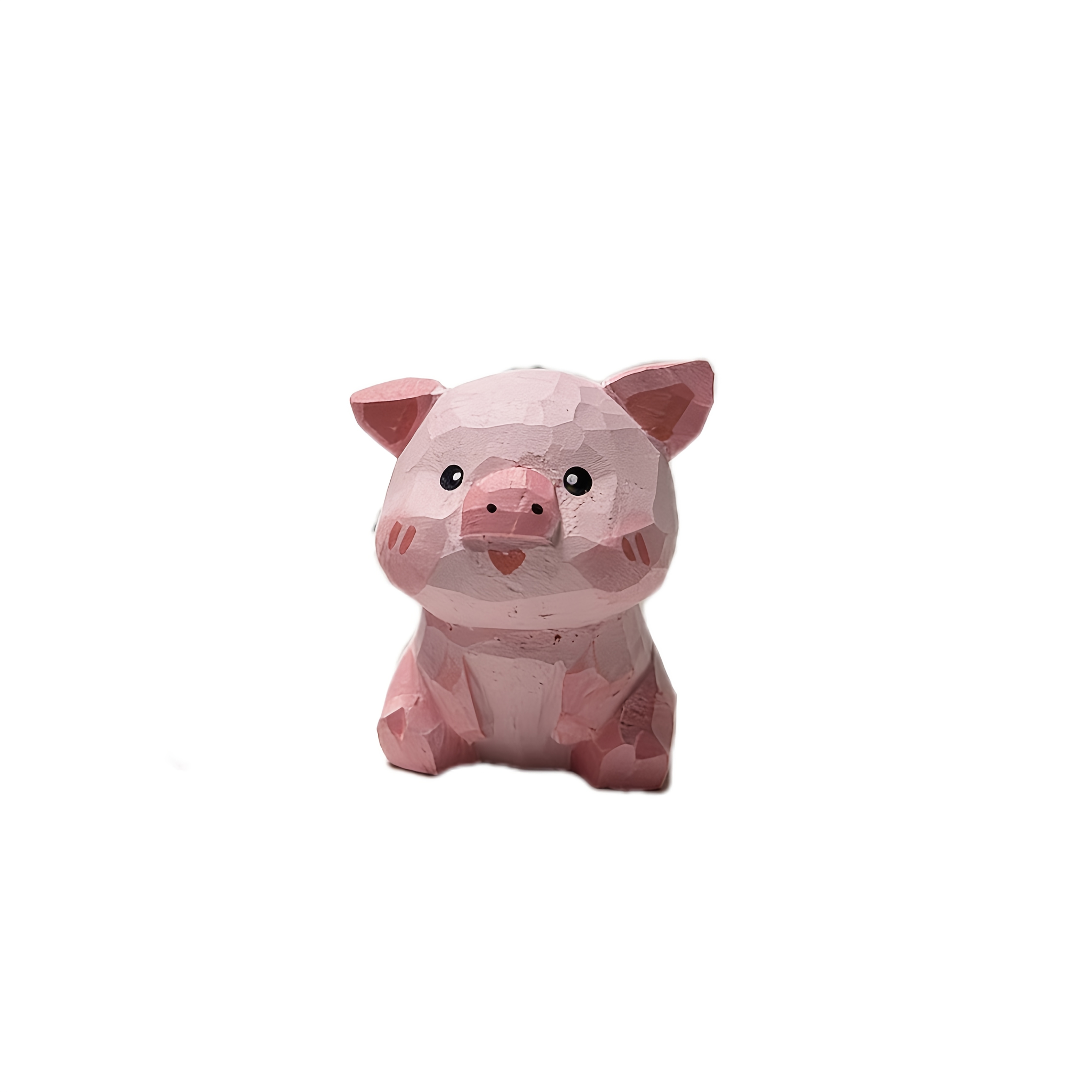 Image of A Delicate Pink Pig Figurine, Hand-carved Wooden Painted Home Desk Decor, A Small Collectible Craft Statue For Holiday And Party Home Decorations
