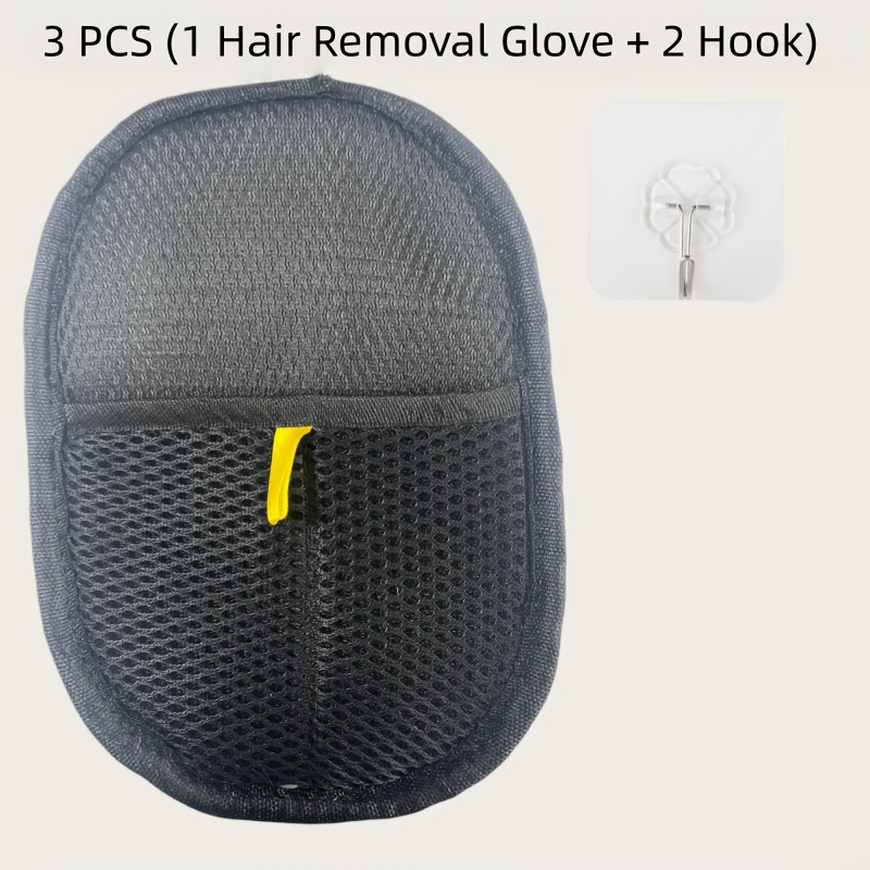 TEMU 3pcs Set (hair Removal Glove And 2pcs Hooks) Static Efficient Pet Hair Remover - Reusable Cat Hair Removal Glove, Home Individual Direction Hair