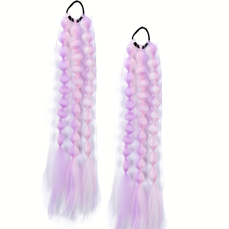 TEMU Set Of 2, 22-inch Lightweight Bubble Ponytail Extensions, Featuring Of Colorful Fibers With Hair Ties, Perfect For Days, Festivals, Christmas,