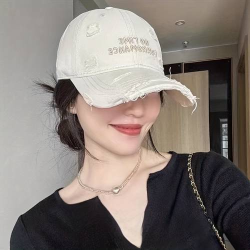 1pc vintage washed baseball cap for men women ripped design sun hat lightweight comfortable adjustable trucker hat versatile dad hat suitable for daily life and outdoor sports cap