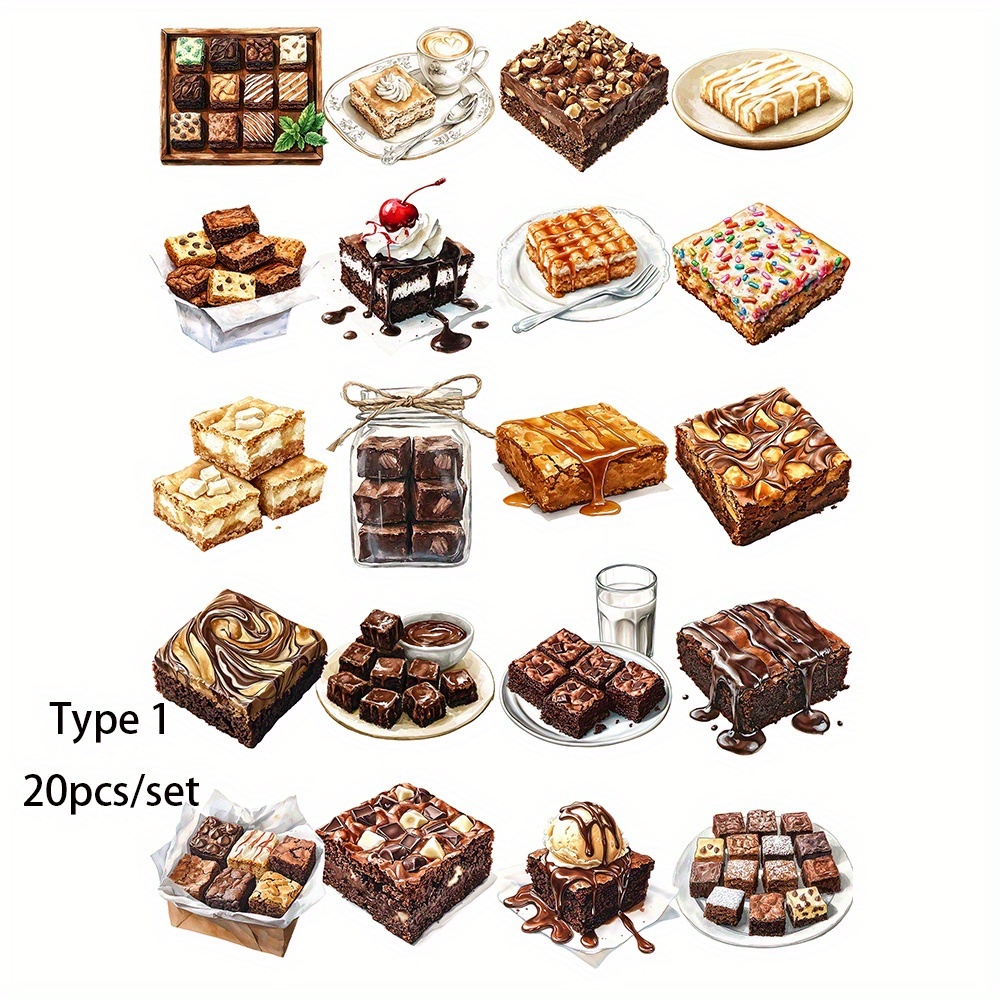 TEMU 1 Pack Retro Chocolate Dessert Cake Bakery Dessert Handbook Sticker Decoration Diy Diary Album Photo Stationery Sticker School Handmade Material