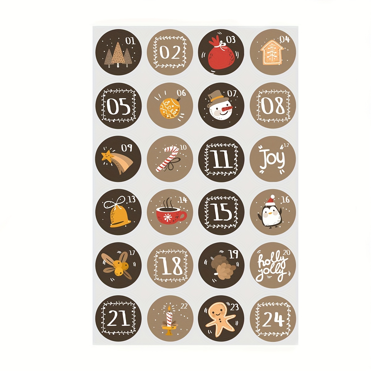 Image of 2 Sheets/pack Of Christmas Number 24 Pattern Stickers, Suitable For Party Gift Wrapping Sealing And Holiday Countdown Adhesive Stickers, A Gift For