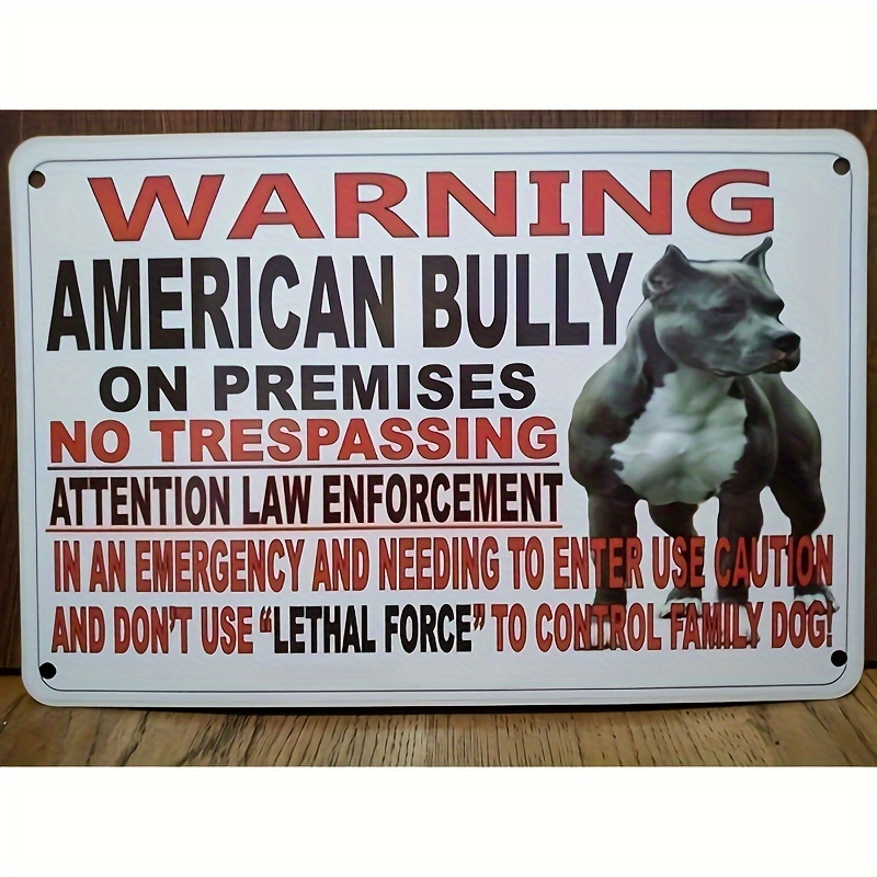 

Vintage American Bully Dog Warning Sign: 8x12 Inches, High-quality Metal, Perfect For Fence Or Garden Decor