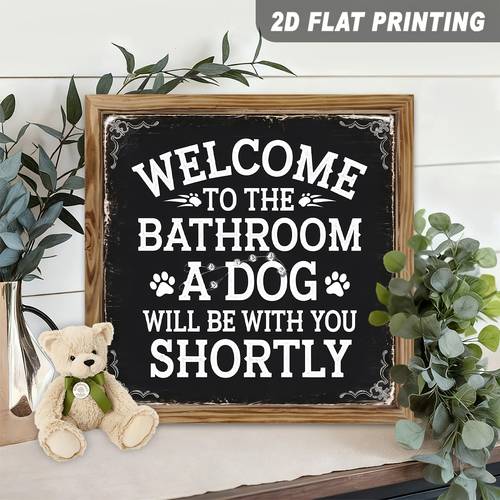 item picture 2d flat 2d flat surface 1pc of 2d flat surface welcome to the bathroom a dog is about you wooden hanging sign pet themed wall hanging vintage rustic bathroom decor suitable for home bathroom and entryway decorative signs