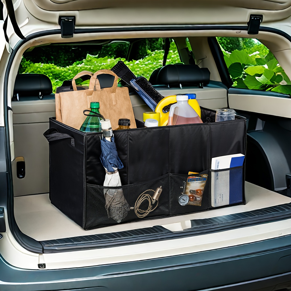 

1pc Folding Car Trunk Organizer - Large, Foldable Storage Bag, Car Storage Box, For Car Supplies, Camping, And Washing Tools
