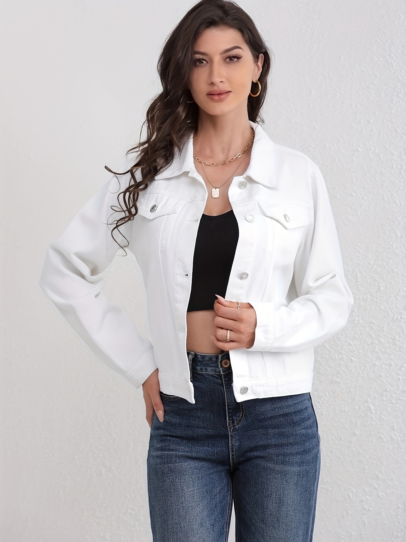 White denim jackets ladies hotsell
