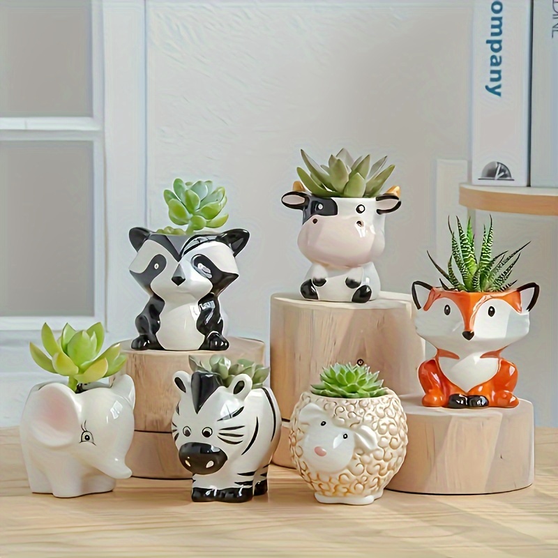 

Ceramic Cartoon Flower Pots, Simple And Cute Cartoon Succulent Flower Pots, Creative Home Gardening, And Potted Plants