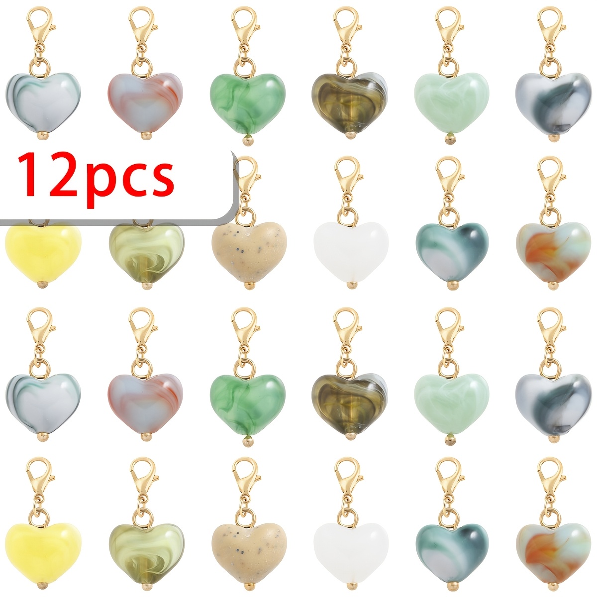 TEMU 12 pezzi di in resina colorata in di con chiusura a moschettone, ideali per di portachiavi, accessori per portachiavi