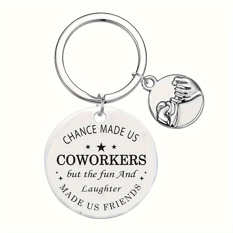 

Stainless Steel Inspirational Coworker Friendship Keychain - Simple Style Non-plated Metal Appreciation Keyring Gift For Colleague Work Bestie Leaving Present