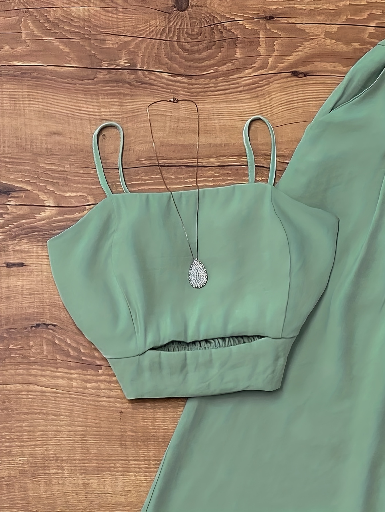 summer mint green hollow crop + casual - Temu Chile