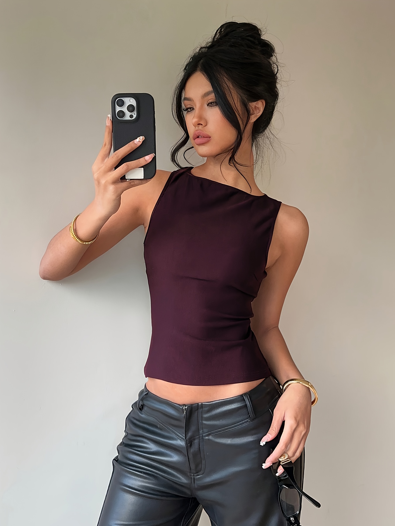 Stylish Summer Fashion Hollow Back Strapless Solid Color Sexy Women's Tank Top