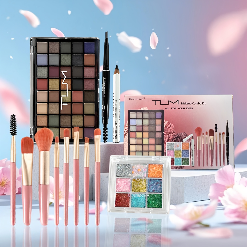TEMU Makeup Set, Eye Makeup Set | A Of Makeup Products Including Professional Makeup Brushes, Eyebrow Pencils, And Eyeshadow Palettes, Suitable For