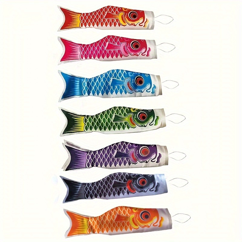 Image of 7pcs, Polyester Koinobor Japandi, Japanese Carp Flag Wind Socks Fag Koi Fish Wind Socks Fish Flag Hanging Decoration Japanese Outdoor Home Garden Festival Scene Decoration
