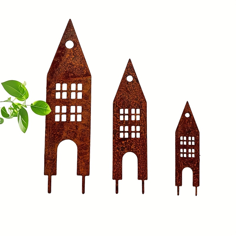 E-shop 3 rustikale Gartenstecker aus Metall, Gartendekorationen, Natur-Themen-Außendekorationen, kein erforderlich, Gartendekorationen, Geschenke,
