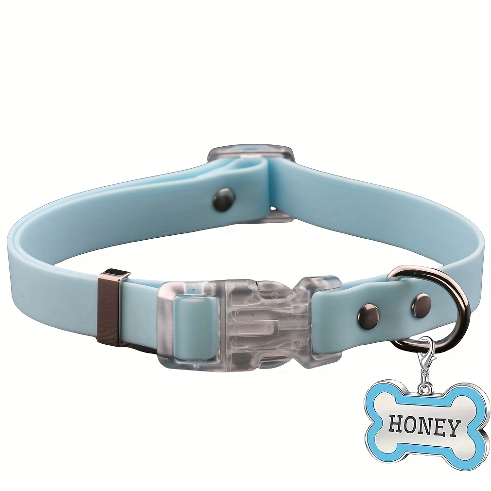Personalized PVC Pet Collar with Engravable Name Tag & Adjustable Leash