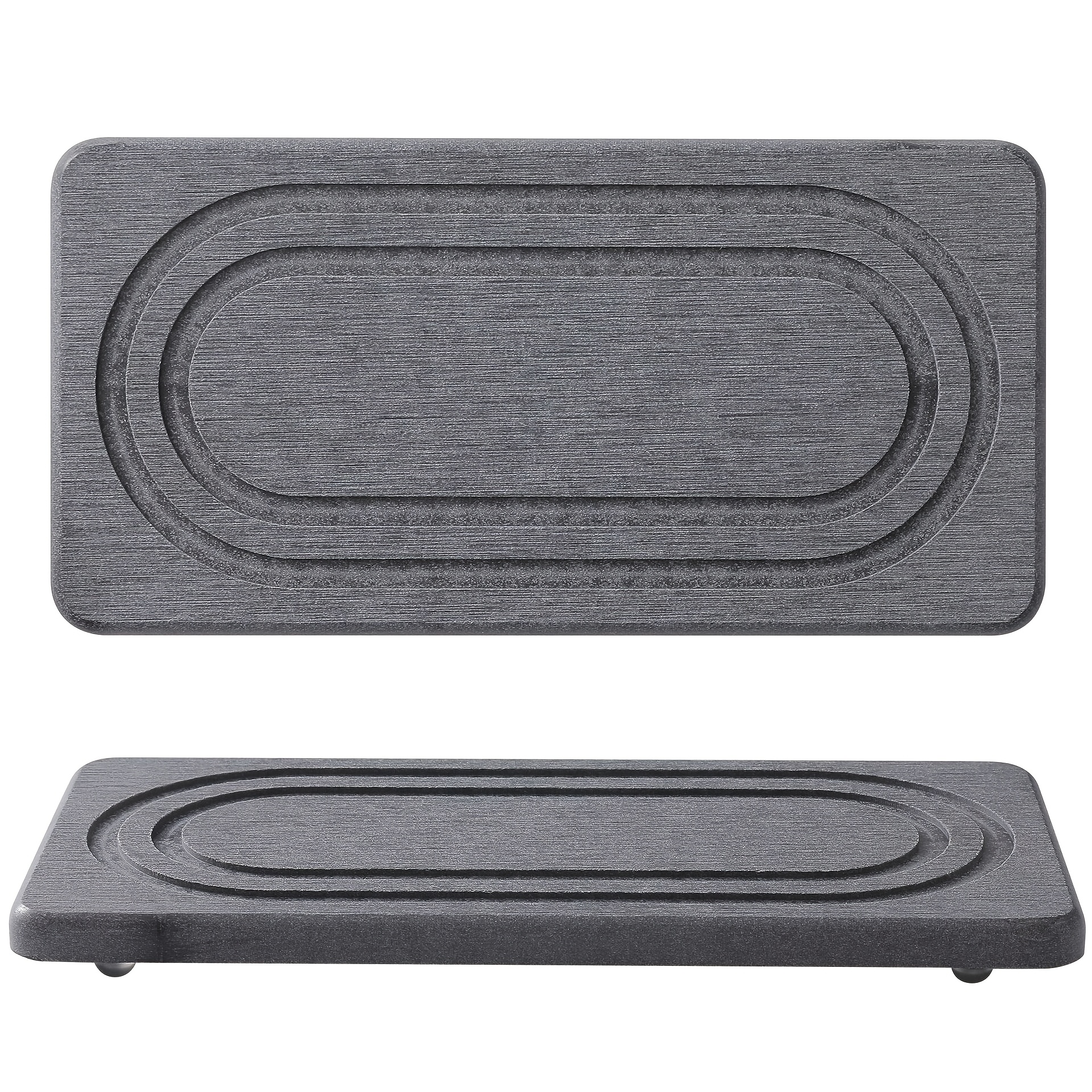 TEMU Juego de 2 piezas de tapete para fregadero y soporte para dispensador de jabón para platos de piedra de diatomita natural - Absorbente de secado