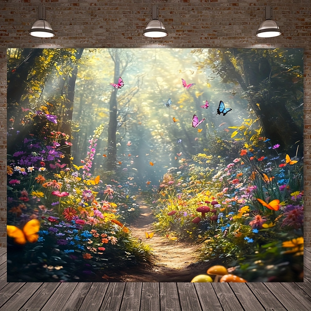 Verzauberter Wald Und Schmetterling Wandteppich Wanddeko_voghion.com