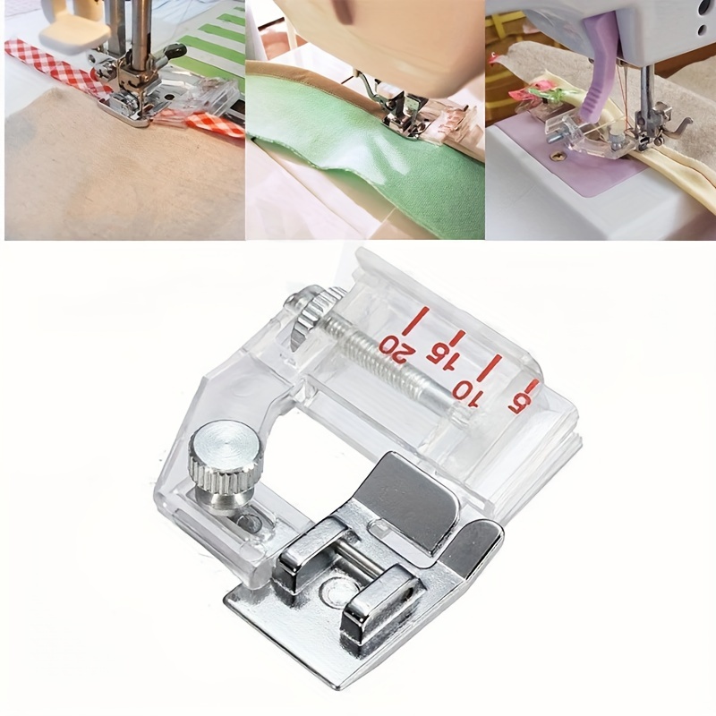 

Adjustable Bias Binder Foot - Transparent, Compatible With Domestic Sewing Machine Accessories, Universal Snap-on Presser Foot For Wide And Narrow Edge Folding